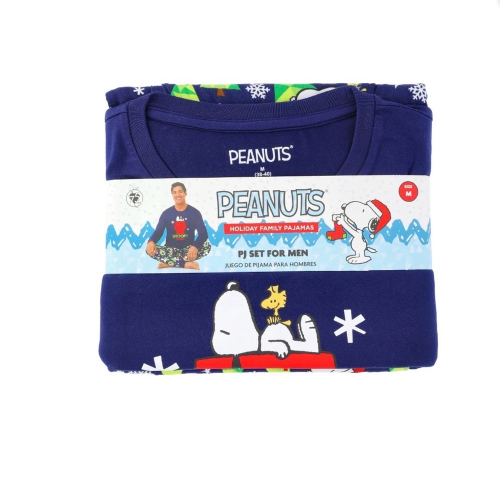Peanuts Snoopy Beacon Blue Top And Pant Graphic 2 Pc Pajama Set